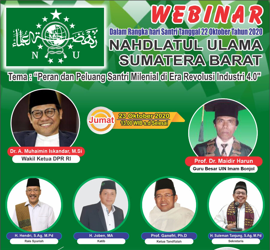 Webinar Hari Santri PWNU Sumatera Barat