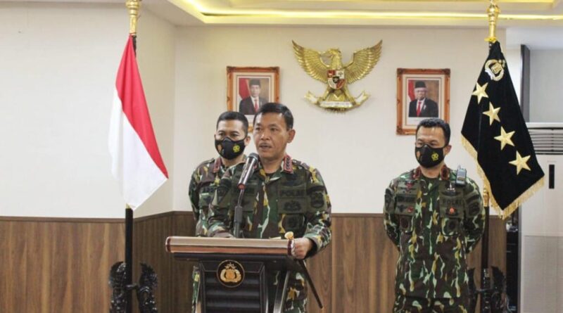 Foto saat peringatan HUT Korps Brimob POLRI Yang Ke 75 Tahun di Gedung Satya Haprabu Mako Korbrimob Polri Kelapadua Depok, Jawa Barat.