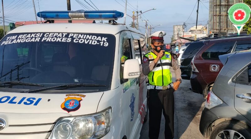 Foto Satlantas Polresta Sosialisasikan Protokol Kesehatan