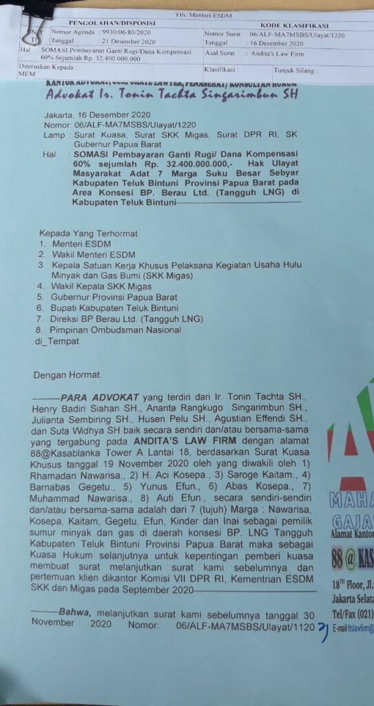 Foto pesan yang ditinggalkan untuk pihat terkait