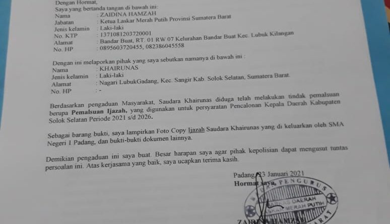 Foto laporan LPM atas dugaan Ijazah palsu