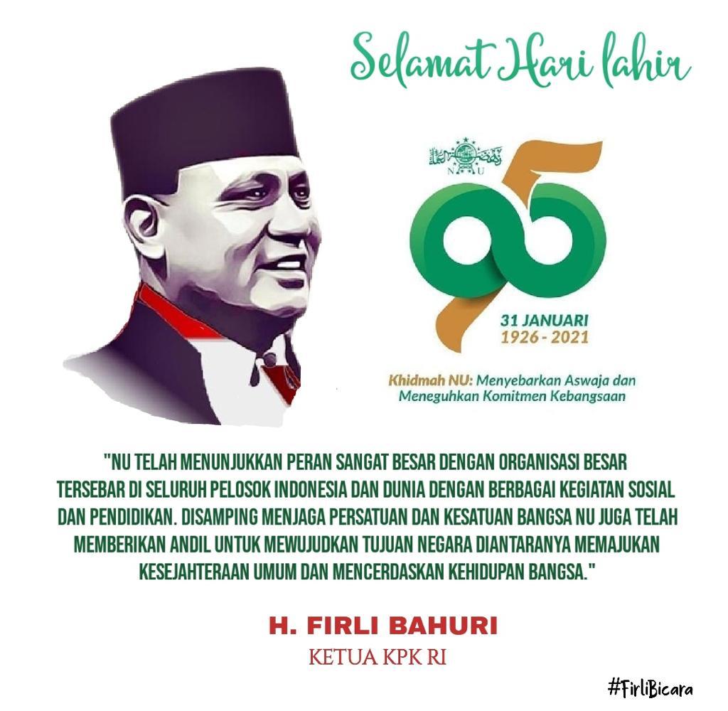 Foto ucapan Selamat Harlah NU oleh Ketua KPK RI