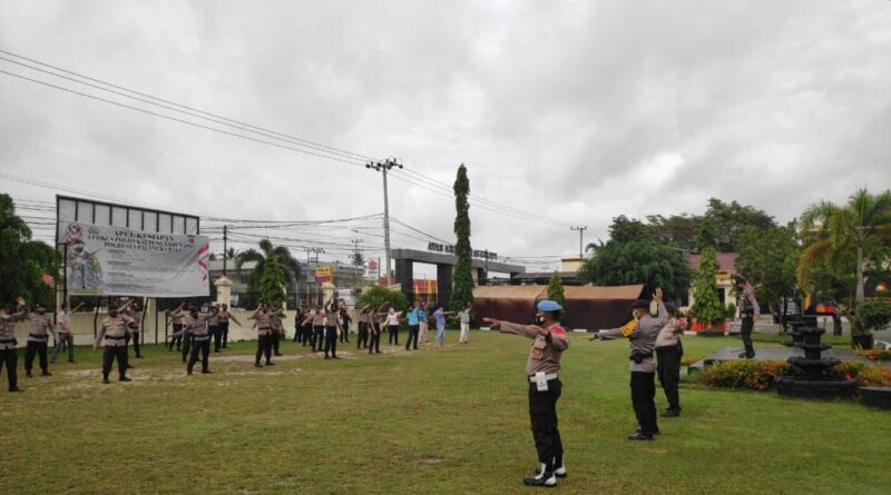 Foto saat Personel Polresta Palangka Raya Berolahraga