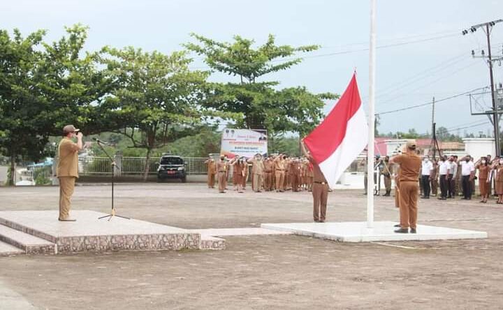 Foto suasana Upacara sekaligus upacara terakhir Bupati dan Wakil bupati Nias Barat periode 2016/2021