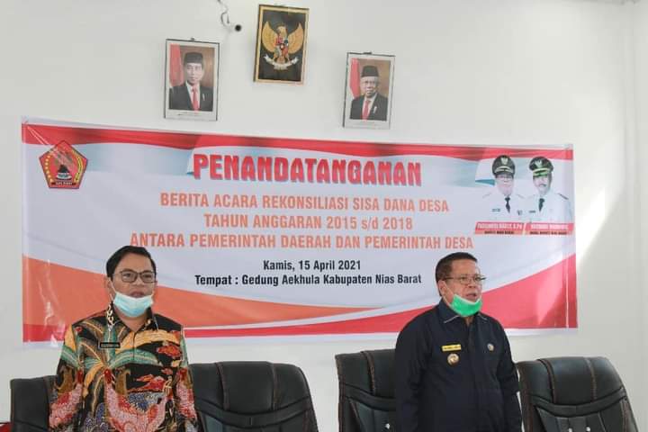Bupati Nias Barat Hadiri Penandatanganan Berita Acara Rekonsiliasi sisa Dana desa (foto : Ist)