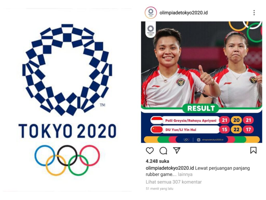 Pasangan Ganda Putri Indonesia Polii Greysia/Rahayu Apriyani di Badminton Olimpiade Tokyo 2020 (Foto: instagram olimpiadetokyo2020.id)