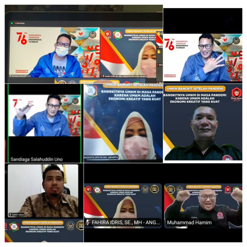 Webinar Bersama Kemenparekraf Sandiaga Uno dan Fahira Idris (Foto: Ist)