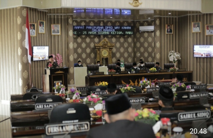 Rapat Paripurna DPRD Kabupaten Way Kanan dalam Rangka Persetujuan RPJMD (Foto: Ist)