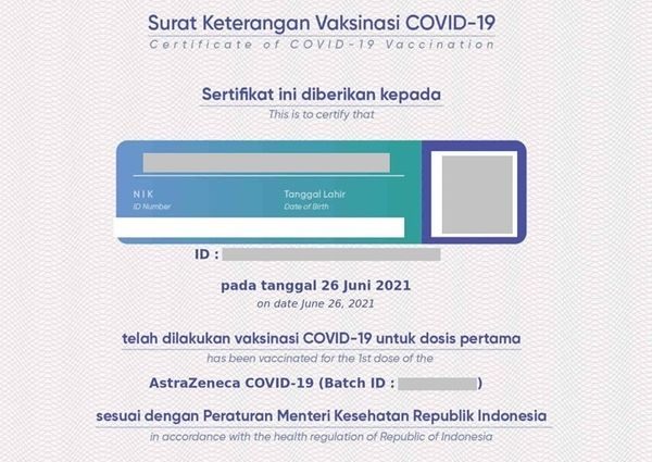 Sertifikat Vaksin (Foto: IST)