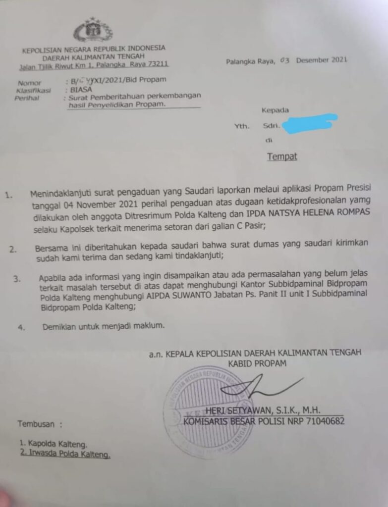 Penindaklanjutan Terkait Oknum Kapolsek dan Galian C Ilegal (Foto: Ist)