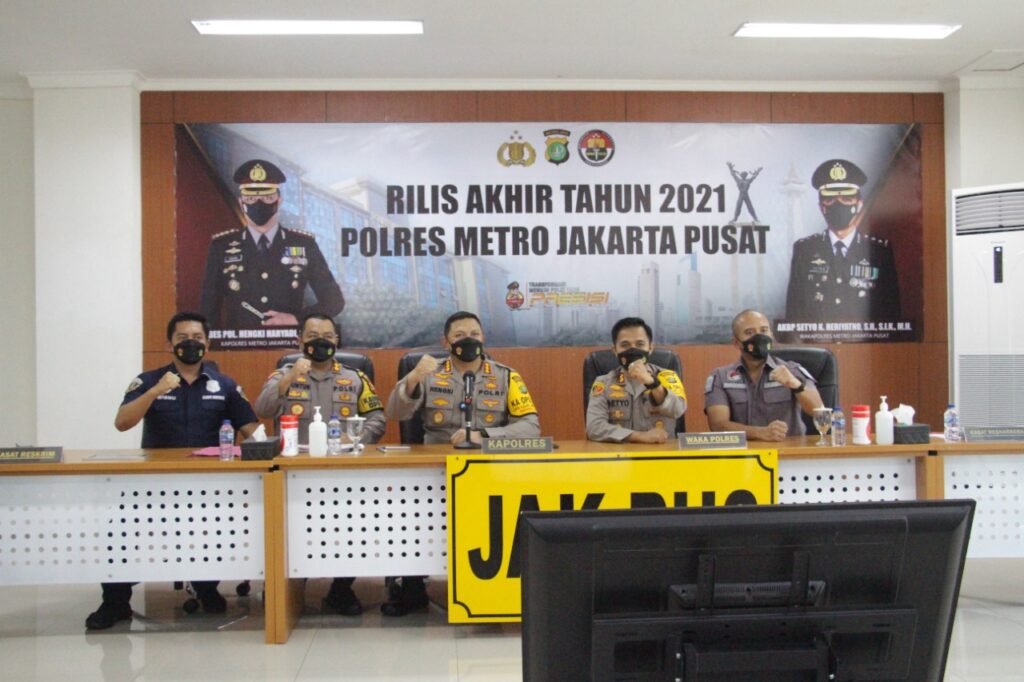 Press Release Akhir Tahun Polres Jakarta Pusat, Jum'at (31/12/2021) (Foto: IST)