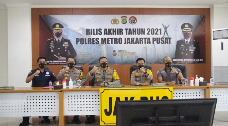 Press Release Akhir Tahun Polres Jakarta Pusat, Jum'at (31/12/2021) (Foto: IST)