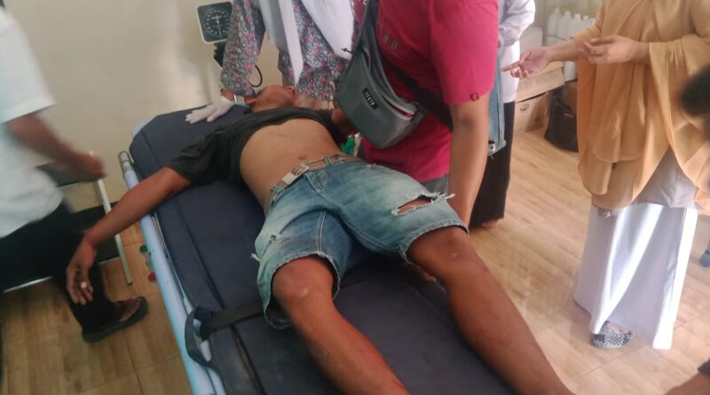 Foto keadaan Pekerja Harian, Soni yang terjatuh dari ketinggian 20 Meter