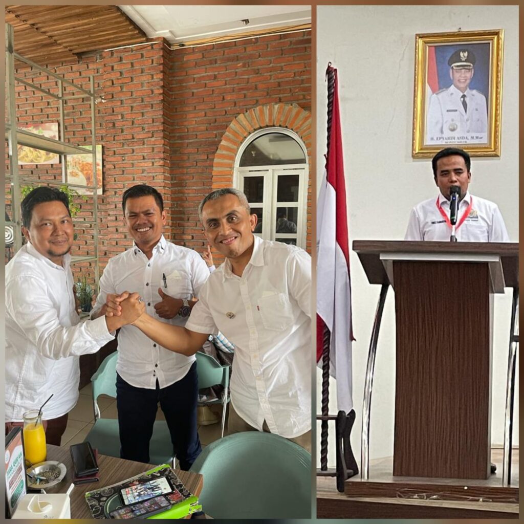 (kiri) Ketua Kadin Kabupaten 50 Kota bersama pengurus. (kanan) Ketua Kadin Kabupaten Solok Frinsis Warmansyah.