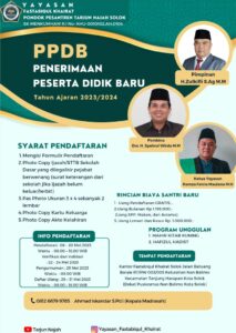 Foto: Brosur PPDB Ponpes Tarjun Najah Yayasan Fastabiqul Khairat Solok. 