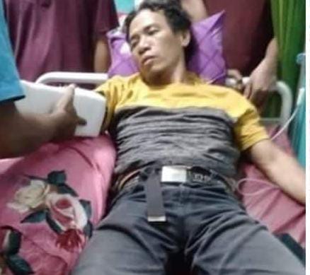 Foto wartawan, Agus yang diduga dianiaya oleh oknum Kepala Desa Piong