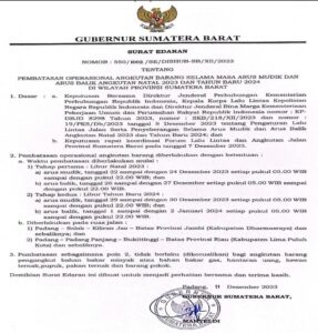 Surat Edaran Gubernur Sumatra Barat (Foto: IST) 