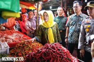 Plt. Asisten II Bidang Pembangunan dan Perekonomian didampingi Satgas Ketahanan Pangan Kabupaten Muara Enim saat sidak ketersediaan dan harga pangan di Pasar Inpres Muara Enim (Foto: IST)