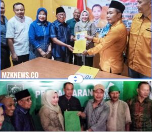 Cabup dan Cawabup Lahat Berlian (Hj. Lidyawati dan H. Haryanto) mengembalikan formulir pendaftaran ke Kantor DPC PKB dan DPC PKS Kab. Lahat (Foto: IST) 