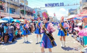 Peserta drumband dari SMA yang mengikuti pawai dalam memperingati HUT Kemerdekaan RI ke-79 di Kabupaten Lahat (Foto: IST)Â