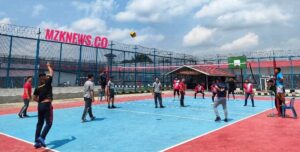 Pertandingan Persahabatan Tim Voli Lapas Muara Enim vs Tim Rutan Prabumulih (Foto: IST) 