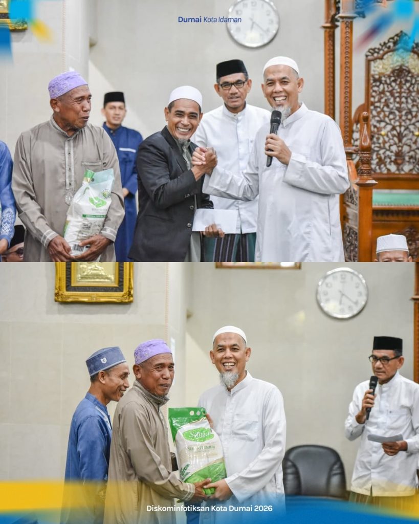 Wali Kota Dumai H. Paisal, kembali melanjutkan agenda rutinnya dalam mengisi bulan suci Ramadan 1447 Hijriah dengan melaksanakan Safari Subuh di Masjid Al Hijriyah, Kelurahan Bumi Ayu, Kamis (26/2/2026). (Foto: Diskominfo Kota Dumai)