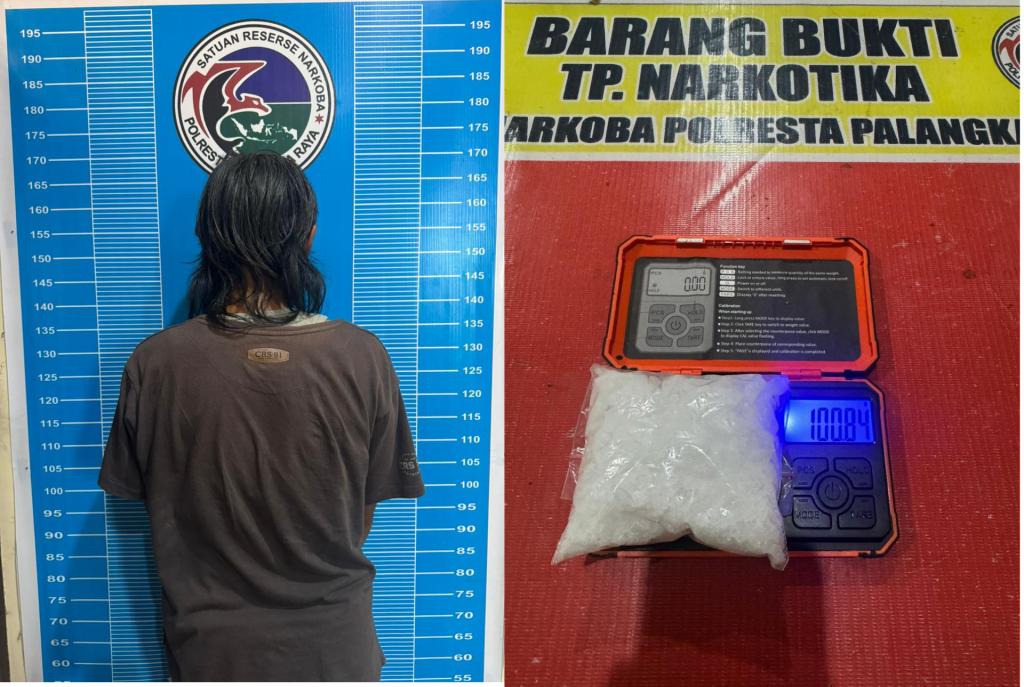 Tersangka dan Barang Bukti narkotika jenis sabu di Satresnarkoba Polresta Palangka Raya, Jum'at (6/2/2026) (Foto: IST)