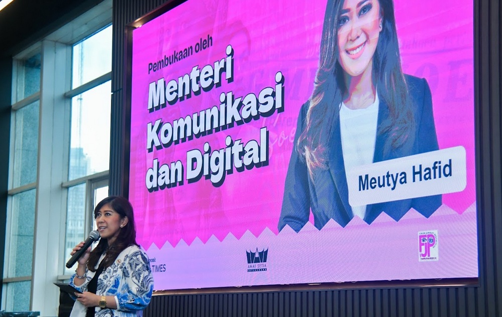 Menteri Komunikasi dan Digital (Menkomdigi) Meutya Hafid dalm penyampaian sambutan pada Pemutaran dan Diskusi Film 3 Wajah Rohanna Koedoes di Kanton IDN, Kuningan Barat, Jakarta Barat, Jum'at (6/2/2026) (Foto: Komdigi/InfoPublik)