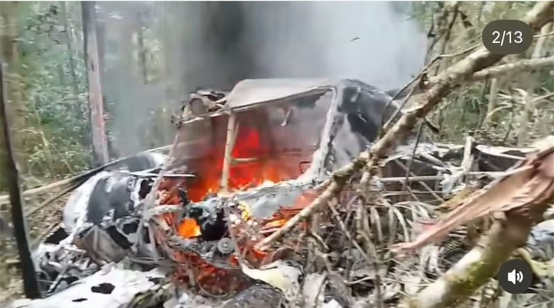 Puing Pesawat milik PT Pelita Air Service jenis Air Tractor AT-802 dengan nomor penerbangan 7101 registrasi PK-PAA jatuh di wilayah pegunungan Pa Remayo, Kecamatan Krayan Timur, Kabupaten Nunukan, Kalimantan Utara, Kamis (19/2/2026) (Foto: IST)