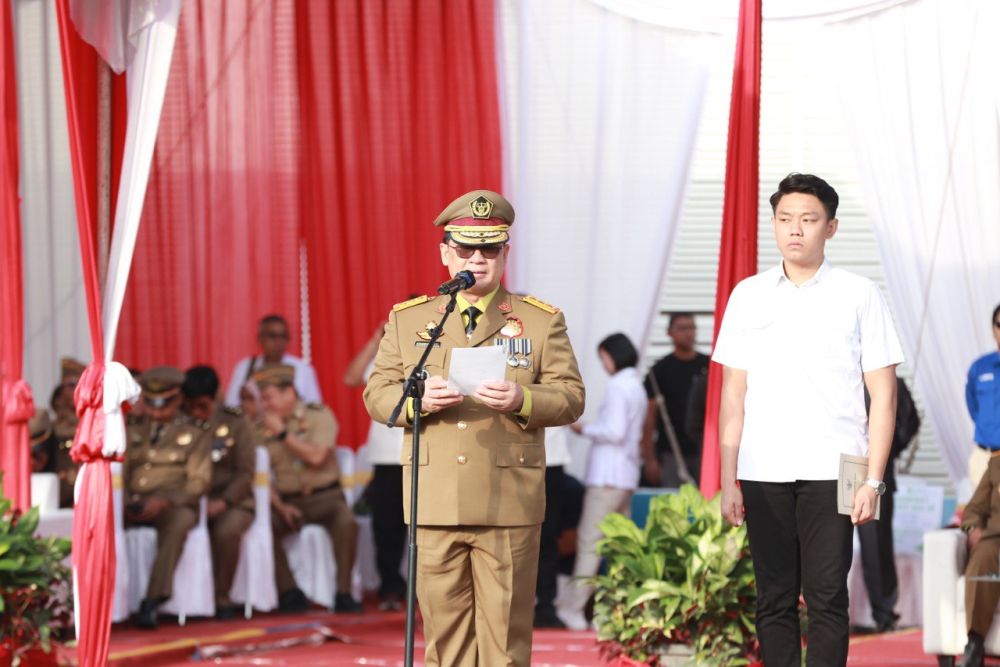 Sekretaris Daerah Provinsi Riau Syahrial Abdi dalam acara memperingati Bulan K3 Nasional 2026 di PTPN IV Regional III Pekanbaru, Rabu (4/2/2026) (Foto: Media Center Riau)
