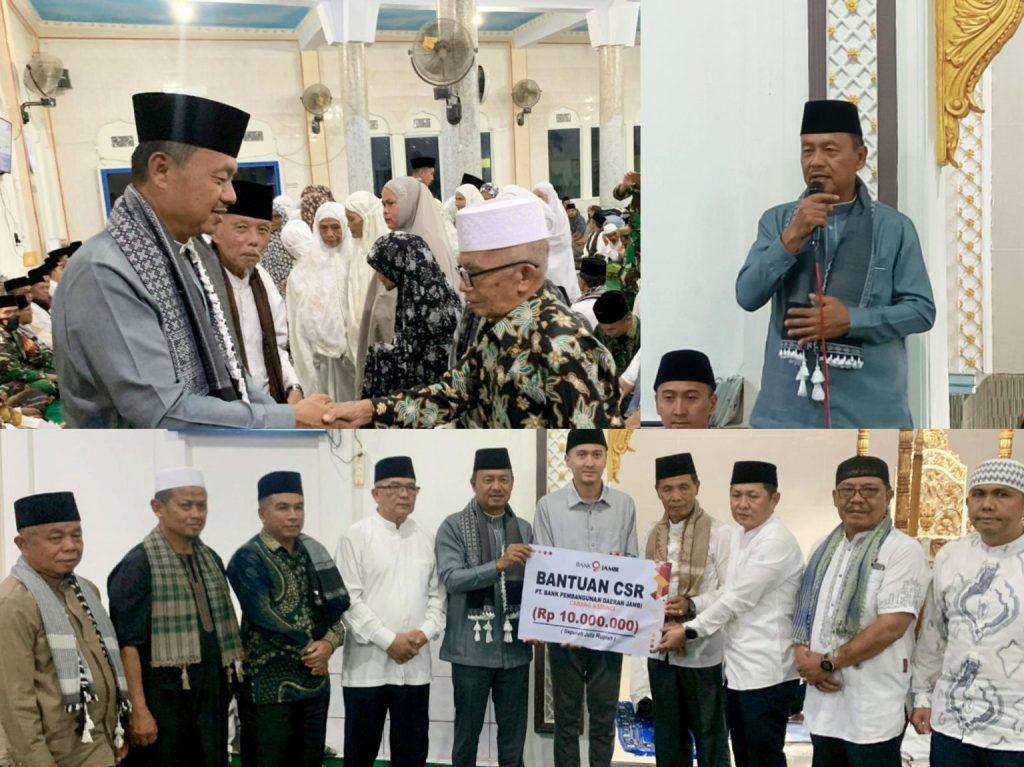 Wakil Bupati Kerinci, H. Murison, menghadiri agenda Safari Ramadan Pemerintah Kabupaten Kerinci tahun 1447 H di Masjid At-Taqwa, Desa Pendung Hilir, Minggu (8/3/2026). (Foto: IST)