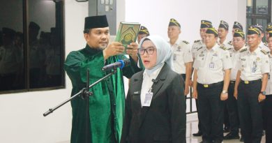 Lembaga Pemasyarakatan (Lapas) Kelas IIA Pekanbaru mengikuti prosesi pengambilan sumpah dan pelantikan Pejabat Fungsional Kesehatan, Rabu (11/3/2026). (Foto: Humas Lapas llA Pekanbaru)