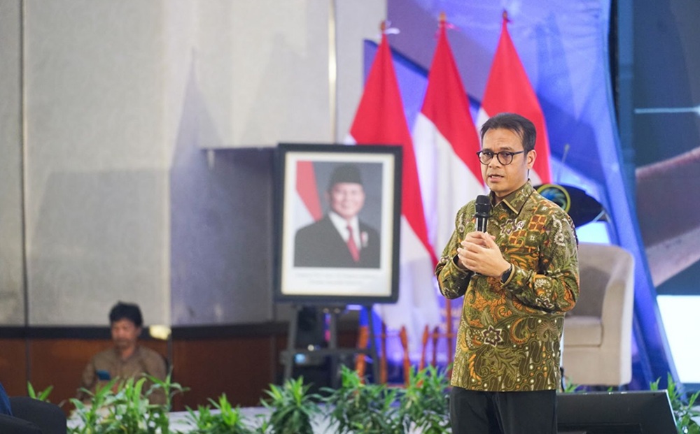 Wamenkomdigi Nezar Patria menyampaikan sambutan dalam acara Kick Off dan Launching Program Media Pers dan Pembangunan Peradaban HAM di Grand Sahid Hotel, Jakarta Pusat, Rabu (11/03/2026). (Foto: Ardi W/Komdigi)
