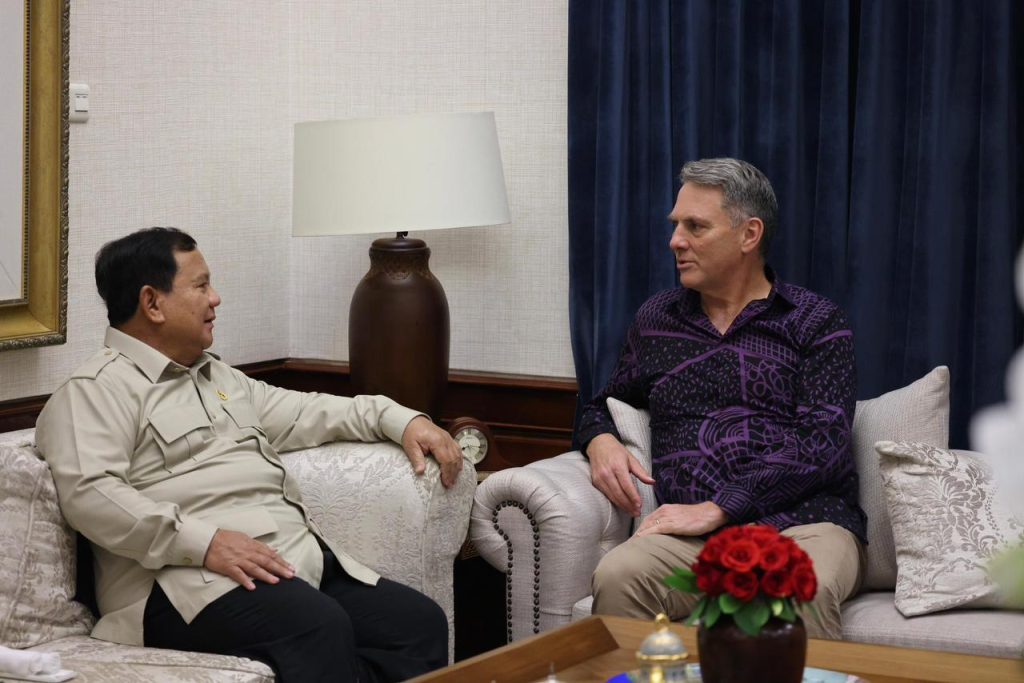 Presiden Republik Indonesia (RI), Prabowo Subianto, menerima Wakil Perdana Menteri (PM) sekaligus Menteri Pertahanan Australia, Richard Marles, di Kertanegara, Jakarta, Rabu (11/3/2026). (Foto: BPMI Setpres)
