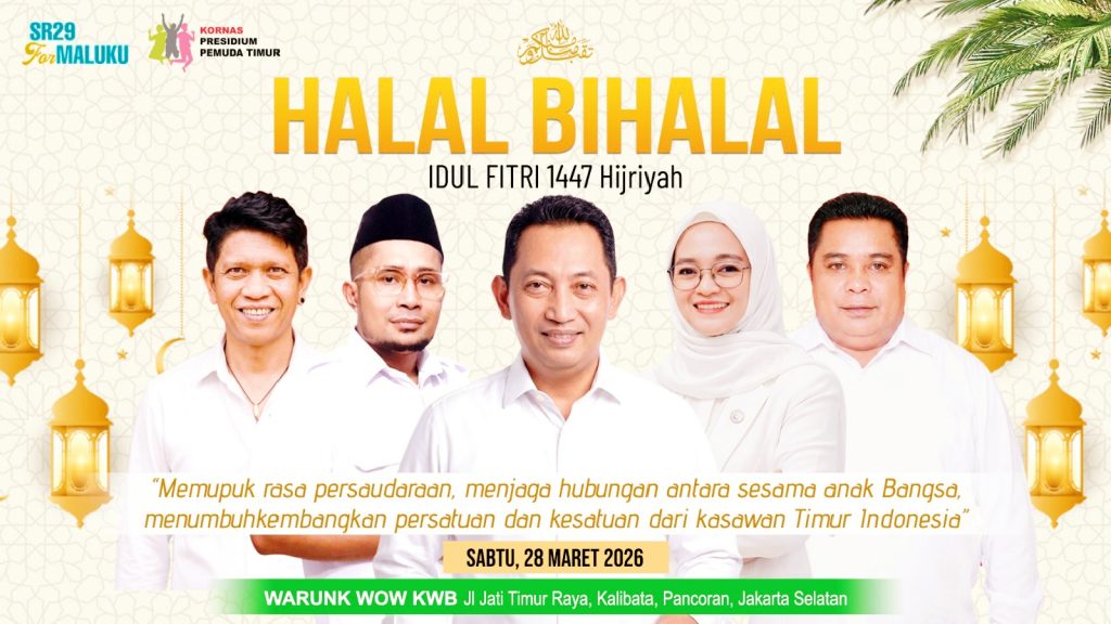 Banner halalbihalal bertajuk “Torang Samua Basudara”. (Foto: Thofilus B. Benyamin)
