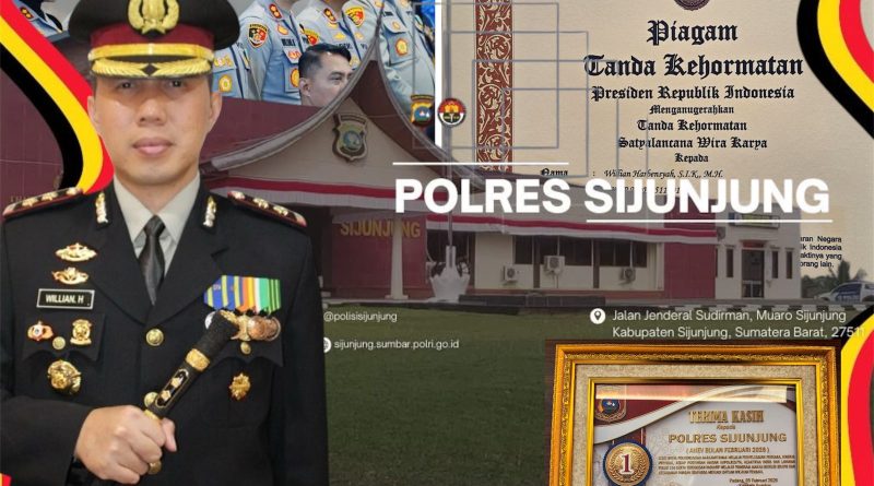 Polres Sijunjung, AKBP Wilian Harbensyah, S.I.K., M.H. dan Penghargaan yang didapatkannya. (Foto: Istimewa)