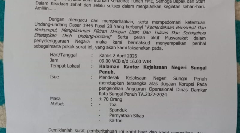 Dugaan kasus korupsi kembali mencoreng citra instansi publik di "Kota Dingin" Sungai Penuh. Kali ini, sorotan tajam tertuju pada Dinas Pemadam Kebakaran (Damkar) dan Penyelamatan terkait penyimpangan anggaran operasional serta pengadaan barang, Selasa (31/3/2026). (Foto: IST)