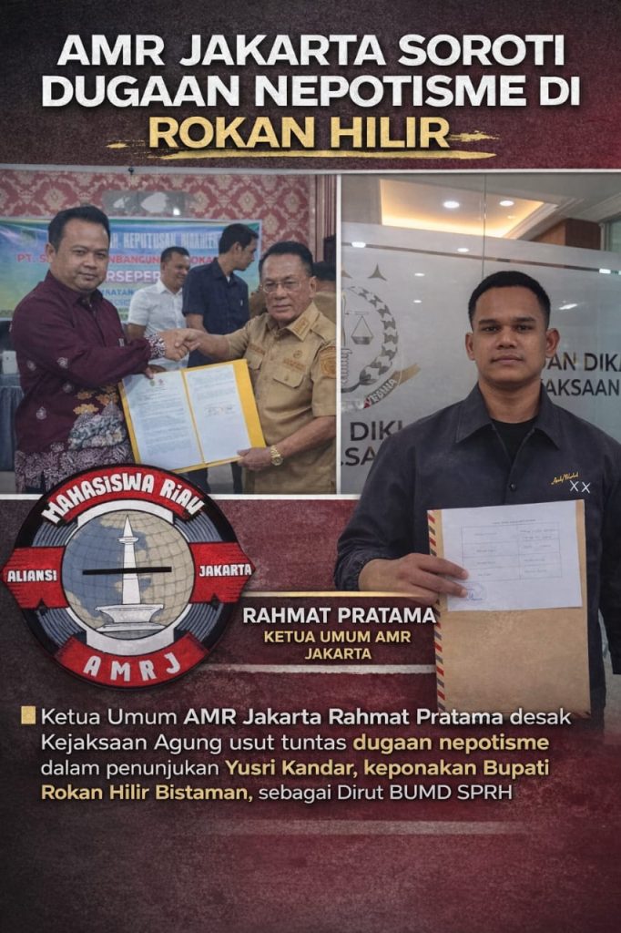 Ketua Umum AMR Jakarta, Rahmat Pratama mendesak Kejaksaan Agung Eksekusi Putusan MA Terkait Isu BUMD Rokan Hilir, Rabu (4/3/2026). (Foto: AMRJ)