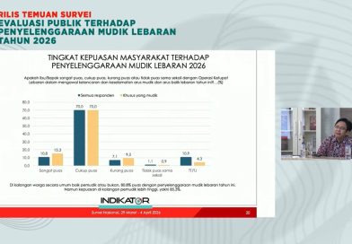 Indikator Politik Indonesia merilis hasil survei terbaru yang menunjukkan tingkat kepuasan publik terhadap penyelenggaraan Mudik Lebaran 2026 berada pada level sangat tinggi. Sebanyak 85,3 persen pemudik menyatakan sangat puas dengan berbagai pelayanan yang diberikan selama perjalanan, Selasa (7/4/2026). (Foto: Divhumas Polri)