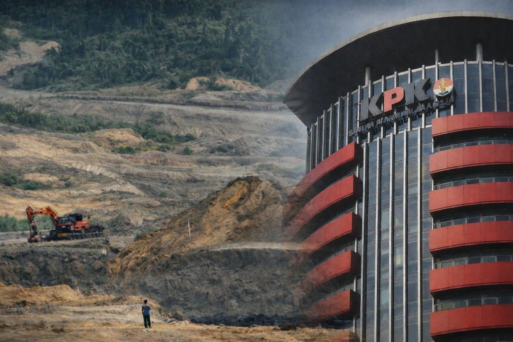 Ilustrasi tambang batu bara dan kantor KPK (Foto: Dok. MZK News)