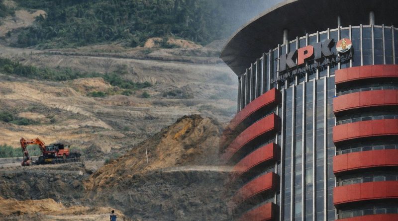 Ilustrasi tambang batu bara dan kantor KPK (Foto: Dok. MZK News)