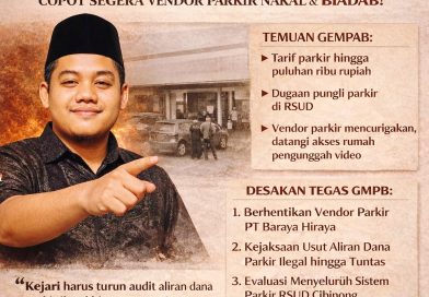 Gerakan Mahasiswa dan Pemuda Bogor (GMPB) melayangkan protes keras terkait semrawutnya sistem pengelolaan parkir di RSUD Padjajaran (RSUD Cibinong), Kamis (9/4/2026). (Foto: GMPB "M. Iqbal")