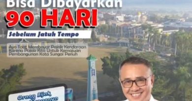 Wali Kota Sungai Penuh, Alfin, SH, mengeluarkan imbauan tegas kepada seluruh lapisan masyarakat untuk meningkatkan kesadaran dalam membayar pajak kendaraan bermotor, Sabtu (11/4/2026). (Foto: IST/Dewi Yulianti)