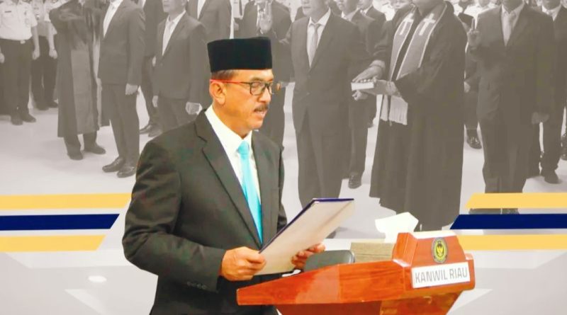 Kantor Wilayah Direktorat Jenderal Pemasyarakatan (Kanwil Ditjenpas) Riau resmi melaksanakan pelantikan dan pengambilan sumpah jabatan bagi sejumlah Pejabat Manajerial. Agenda penting ini berlangsung khidmat di lingkungan Kanwil Ditjenpas Riau pada Sabtu (11/4/2026). (Foto: Humas Dirjenpas Riau)
