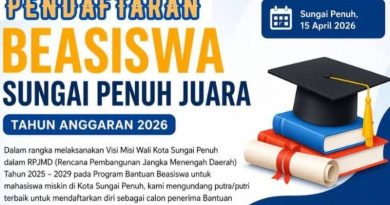 Pemerintah Kota Sungai Penuh melalui Sekretariat Daerah dan Dinas Pendidikan resmi membuka pendaftaran Program Beasiswa Sungai Penuh Juara Tahun Anggaran 2026, Kamis (23/4/2026). (Foto: Diskominfosta Sungai Penuh)