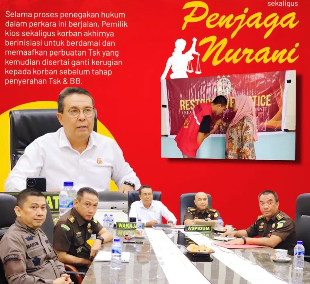 Jaksa Agung Muda Bidang Tindak Pidana Umum (JAM Pidum) resmi menyetujui penghentian penuntutan berdasarkan keadilan restoratif (Restorative Justice) atas perkara pencurian di Selatpanjang. Keputusan ini diambil dalam ekspose perkara yang digelar secara daring pada Kamis (23/4/2026). (Foto: Kejati Riau)