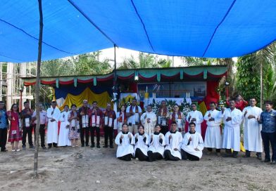 Umat Katolik Se-Rayon Asahan merayakan Pesta Paskah dengan penuh sukacita di Gereja Katolik St. Markus Adian Baja, Desa Meranti Timur, Kabupaten Toba, Minggu (3/5/2026). (Foto: Pemkab Toba)