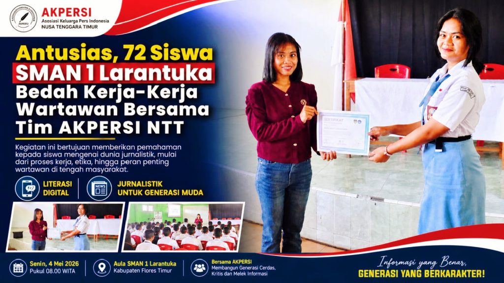 Asosiasi Keluarga Pers Indonesia (AKPERSI) wilayah NTT menggelar program edukatif bertajuk "AKPERSI Goes To School". Kegiatan ini dilaksanakan di SMA Negeri 1 Larantuka pada Senin (4/5/2026) dengan melibatkan puluhan siswa. (Foto: Ketum AKPERSI)