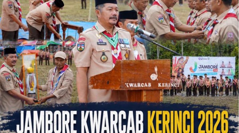 Bupati Kerinci, Monadi, S.Sos., M.Si., secara resmi membuka kegiatan Jambore Pramuka Kwartir Cabang (Kwarcab) Kerinci Tahun 2026. Acara yang berlangsung meriah ini dipusatkan di Bumi Perkemahan Lapangan Desa Lubuk Nagodang, Kecamatan Siulak, Kamis (14/5/2026). (Foto: Kominfo Kerinci)
