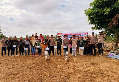 Polsek Cerenti memimpin langsung pemanfaatan lahan kosong seluas 1 hektare di Desa Sikak untuk dialihkan menjadi area pertanian produktif, Kamis (21/5/2026). (Foto: Humas Polsek Cerenti)